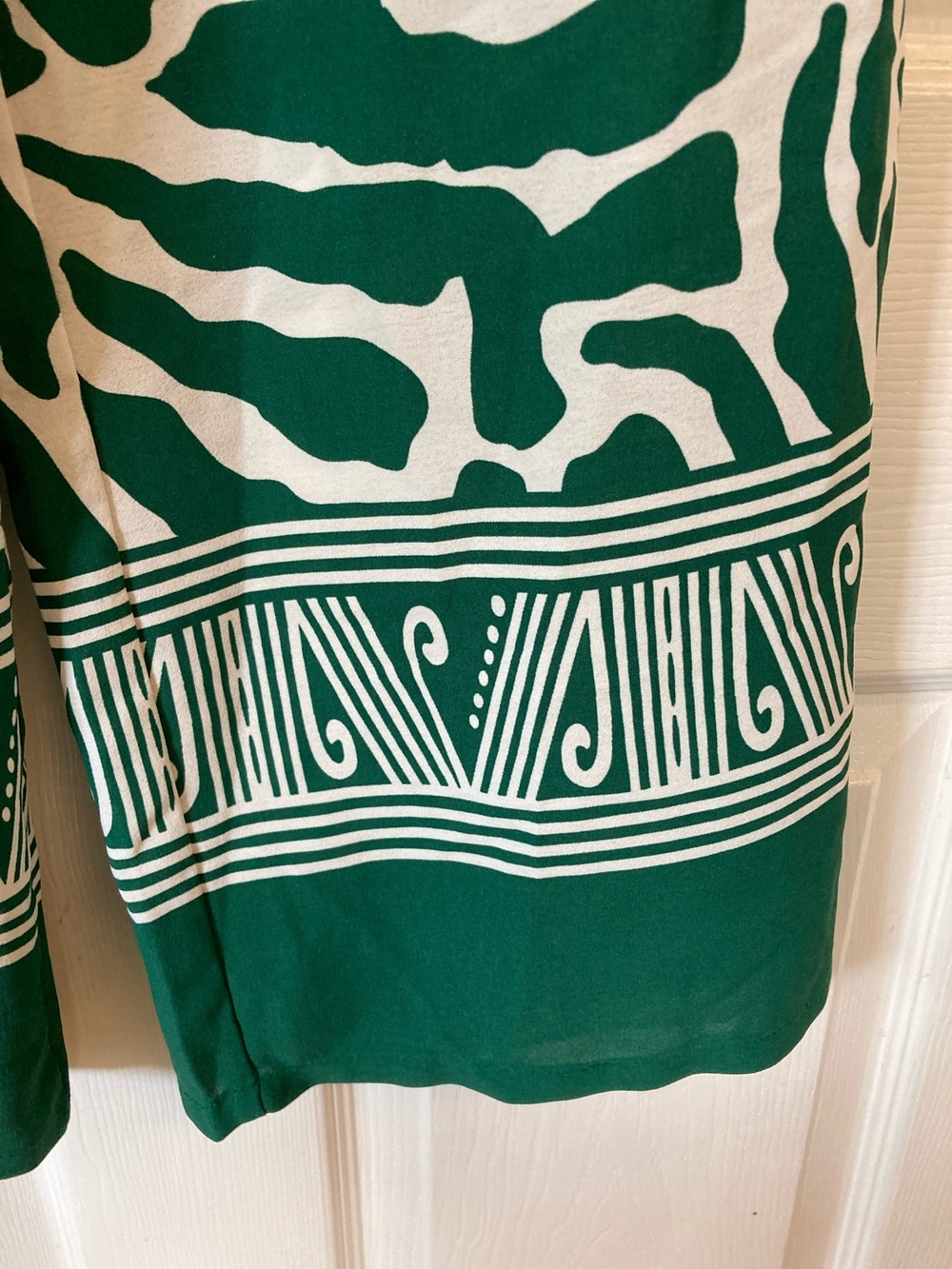 Wide Leg Drawstring Pants in Green & White - Picture 3 of 9